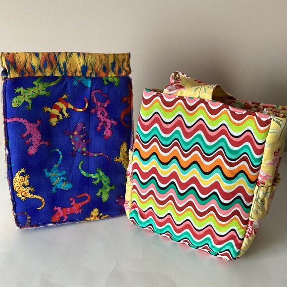 Handmade Lunch Bags Small Tote Bag Kids Children's Adults Travel Snack Storage - Picture 2 of 6